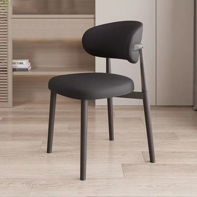 Modern Minimalist Square Rectangular Microfiber Leather Solid Wood Plywood Iron Dining Chair Backrest Armless For Dining Room & Kitchen