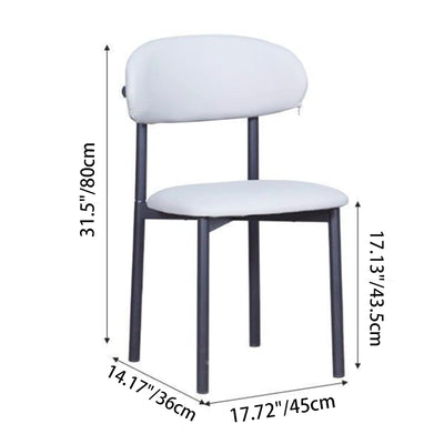 Modern Minimalist Square Rectangular Microfiber Leather Solid Wood Plywood Iron Dining Chair Backrest Armless For Dining Room & Kitchen