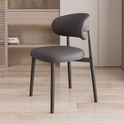 Modern Minimalist Square Rectangular Microfiber Leather Solid Wood Plywood Iron Dining Chair Backrest Armless For Dining Room & Kitchen