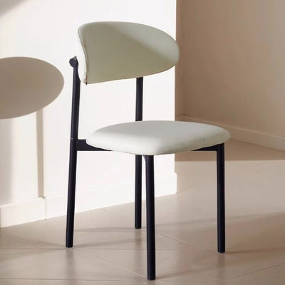 Modern Minimalist Square Rectangular Microfiber Leather Solid Wood Plywood Iron Dining Chair Backrest Armless For Dining Room & Kitchen