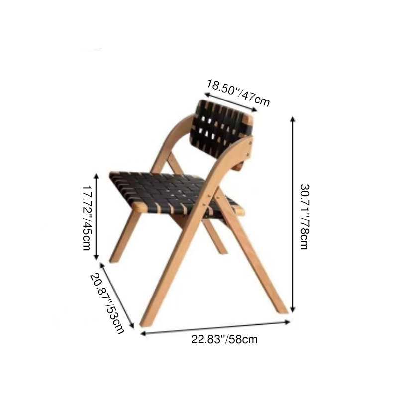 Chaise de salle à manger pliante moderne minimaliste carrée rectangulaire en cuir et bois d’hévéa avec dossier, sans accoudoirs, pour salle à manger et cuisine 