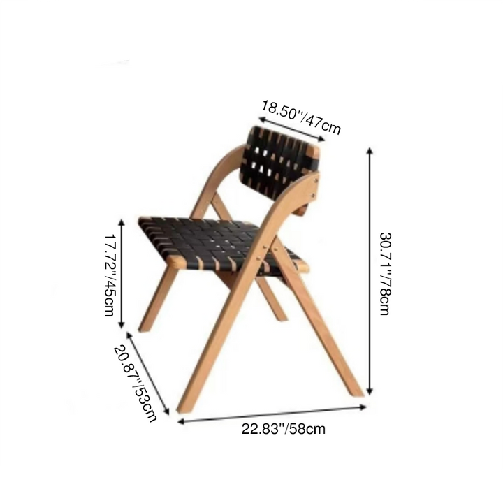 Chaise de salle à manger pliante moderne minimaliste carrée rectangulaire en cuir et bois d’hévéa avec dossier, sans accoudoirs, pour salle à manger et cuisine 