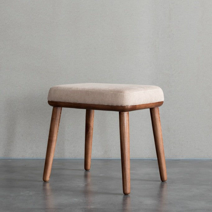 Modern Minimalist Square Rectangular Ash Wood Cotton-linen Accent Chair Backrest Armrest For Living Room