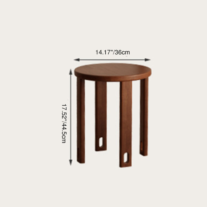 Conjunto de taburetes bajos apilables y movibles de madera de caucho redonda tradicional china para sala de estar 
