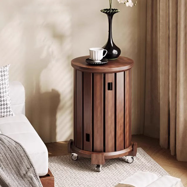 Conjunto de taburetes bajos apilables y movibles de madera de caucho redonda tradicional china para sala de estar 