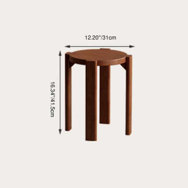 Conjunto de taburetes bajos apilables y movibles de madera de caucho redonda tradicional china para sala de estar 