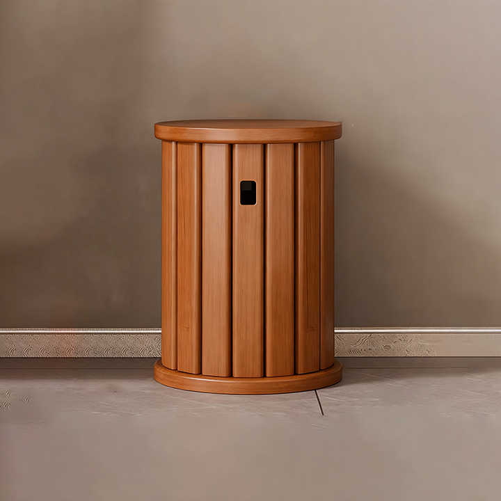 Conjunto de taburetes bajos apilables y movibles de madera de caucho redonda tradicional china para sala de estar 