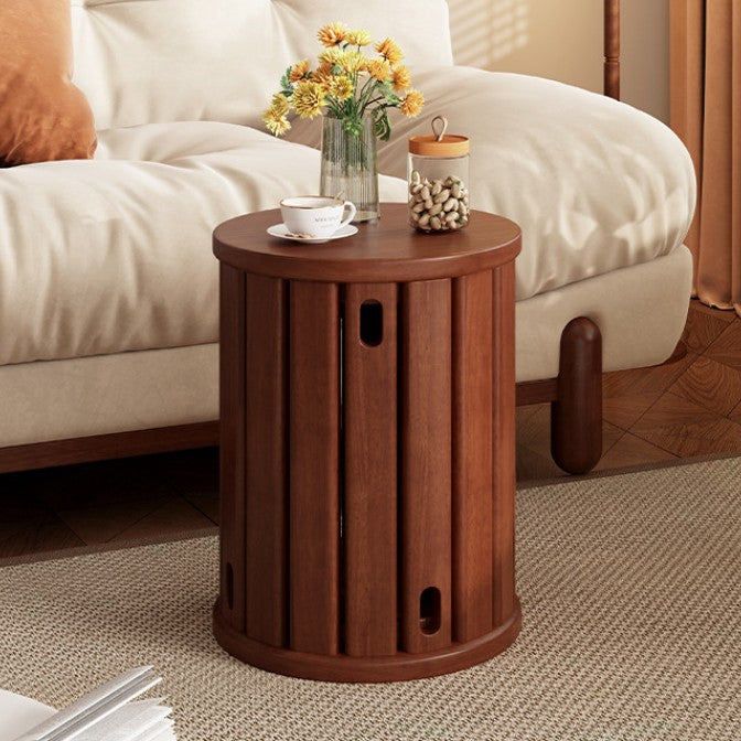Conjunto de taburetes bajos apilables y movibles de madera de caucho redonda tradicional china para sala de estar 