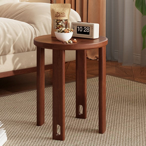 Conjunto de taburetes bajos apilables y movibles de madera de caucho redonda tradicional china para sala de estar 