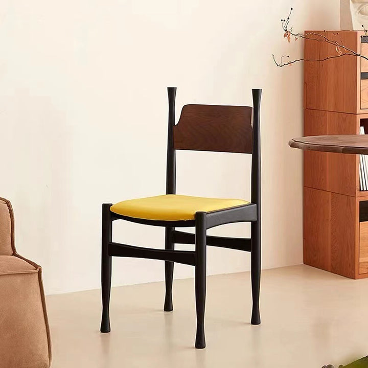 Contemporary Retro Square Velvet Rubberwood Dining Chair Backrest Armless For Dining Room &amp; Kitchen