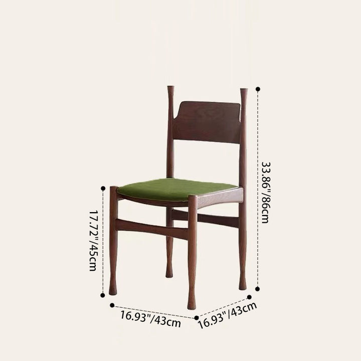 Contemporary Retro Square Velvet Rubberwood Dining Chair Backrest Armless For Dining Room &amp; Kitchen