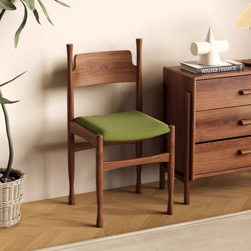 Contemporary Retro Square Velvet Rubberwood Dining Chair Backrest Armless For Dining Room &amp; Kitchen