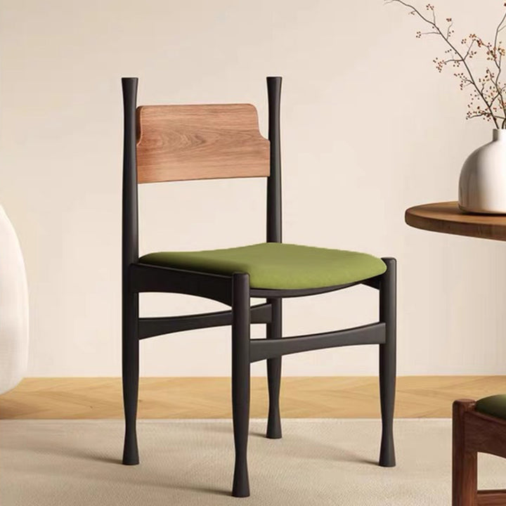 Contemporary Retro Square Velvet Rubberwood Dining Chair Backrest Armless For Dining Room &amp; Kitchen