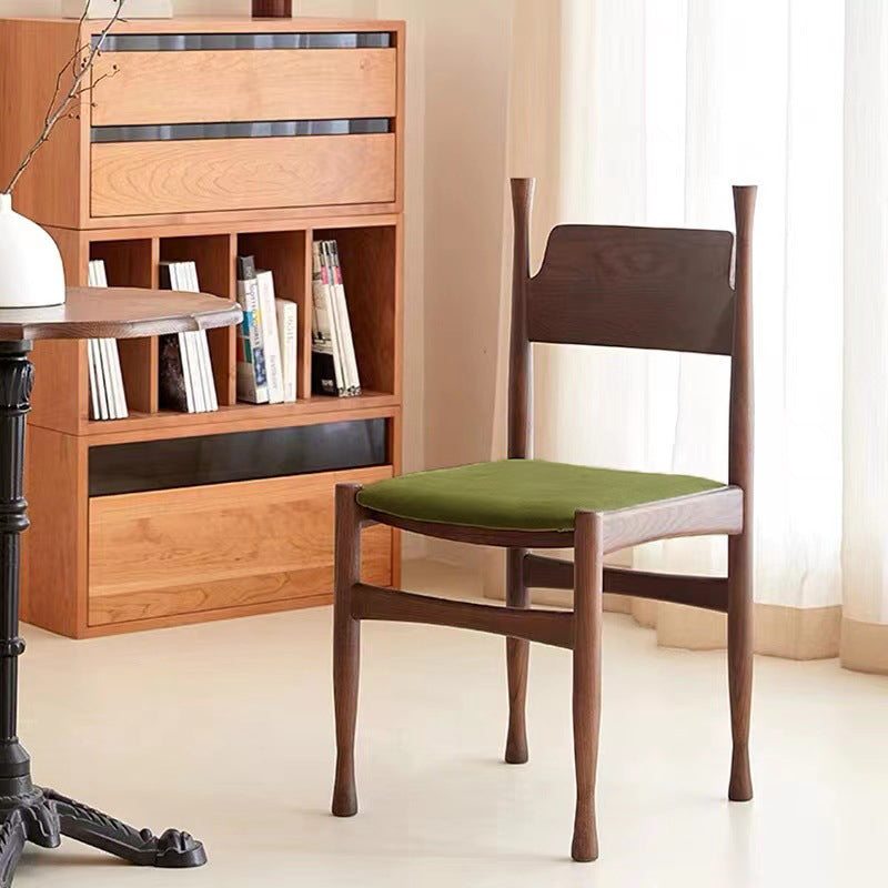 Contemporary Retro Square Velvet Rubberwood Dining Chair Backrest Armless For Dining Room &amp; Kitchen