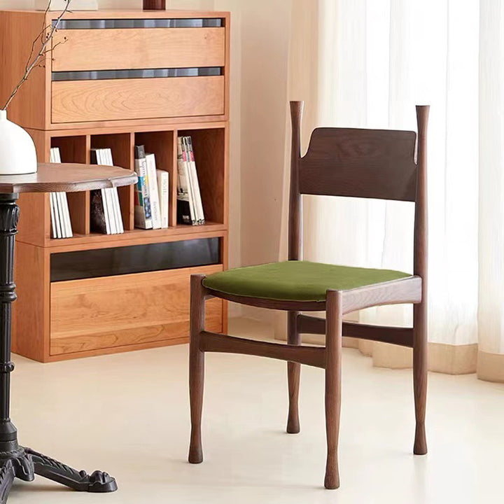 Contemporary Retro Square Velvet Rubberwood Dining Chair Backrest Armless For Dining Room &amp; Kitchen