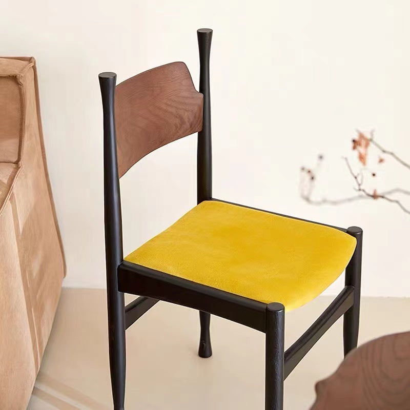 Contemporary Retro Square Velvet Rubberwood Dining Chair Backrest Armless For Dining Room &amp; Kitchen