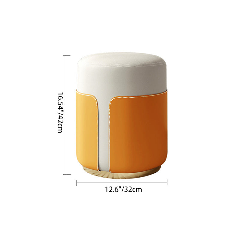 Modern Minimalist Round Cat Scratch Leather Plywood Vanity Stool Backless Armless For Bedroom