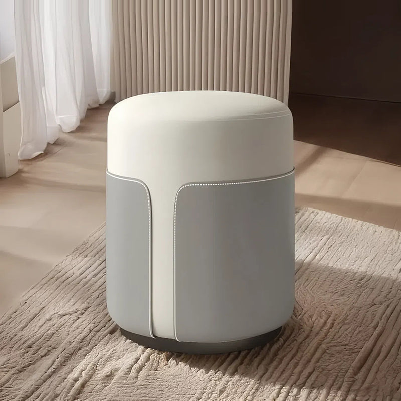 Modern Minimalist Round Cat Scratch Leather Plywood Vanity Stool Backless Armless For Bedroom