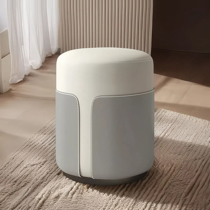 Modern Minimalist Round Cat Scratch Leather Plywood Vanity Stool Backless Armless For Bedroom