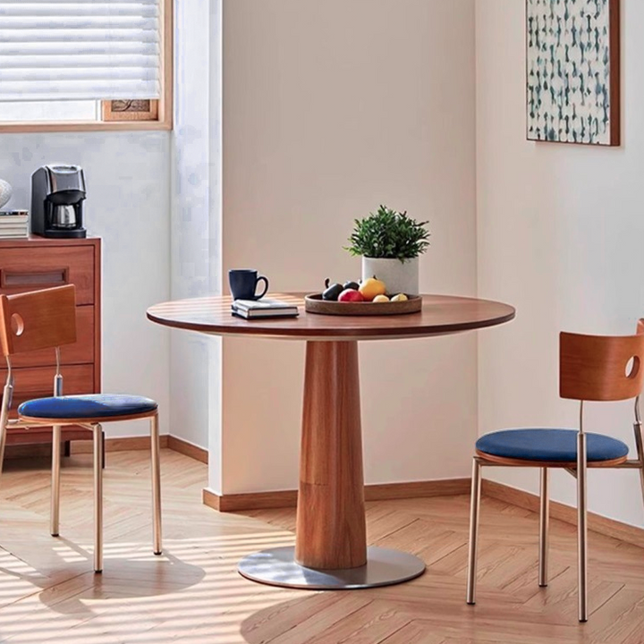 Moderner nordischer Esszimmerstuhl mit runder Rückenlehne aus Samt, Birkenholz und Eisen, ohne Armlehnen, für Esszimmer &amp; Küche 