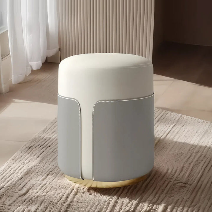 Modern Minimalist Round Cat Scratch Leather Plywood Vanity Stool Backless Armless For Bedroom