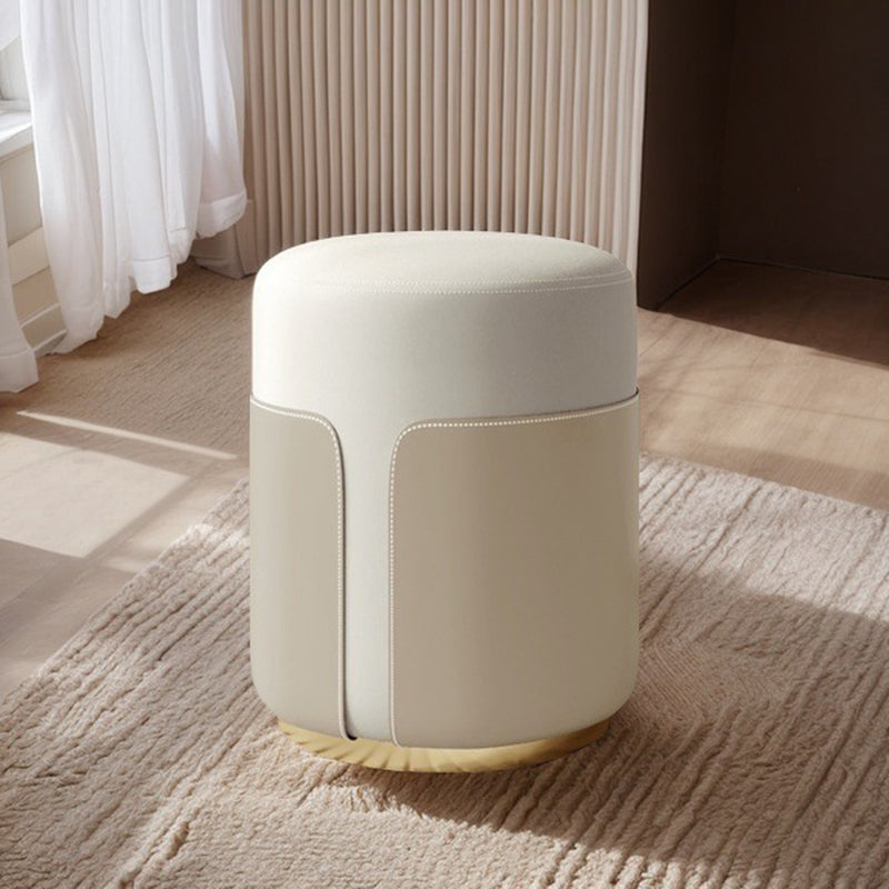 Modern Minimalist Round Cat Scratch Leather Plywood Vanity Stool Backless Armless For Bedroom