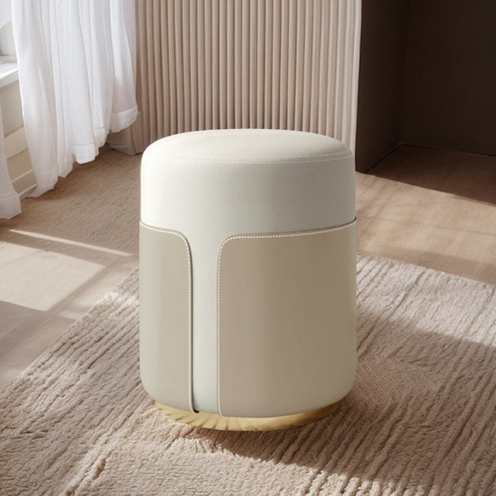 Modern Minimalist Round Cat Scratch Leather Plywood Vanity Stool Backless Armless For Bedroom