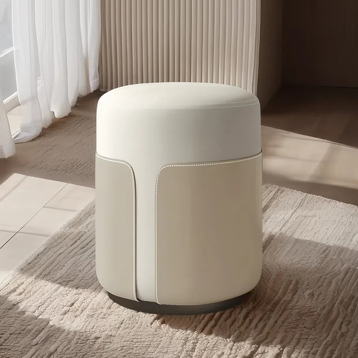 Modern Minimalist Round Cat Scratch Leather Plywood Vanity Stool Backless Armless For Bedroom