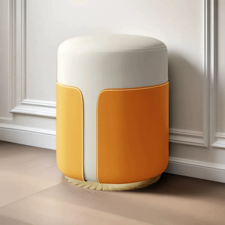 Modern Minimalist Round Cat Scratch Leather Plywood Vanity Stool Backless Armless For Bedroom