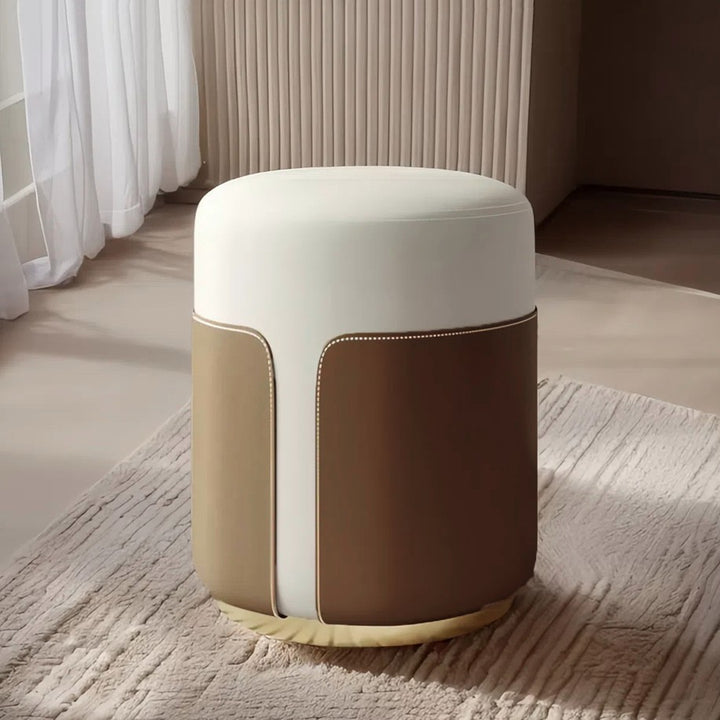 Modern Minimalist Round Cat Scratch Leather Plywood Vanity Stool Backless Armless For Bedroom