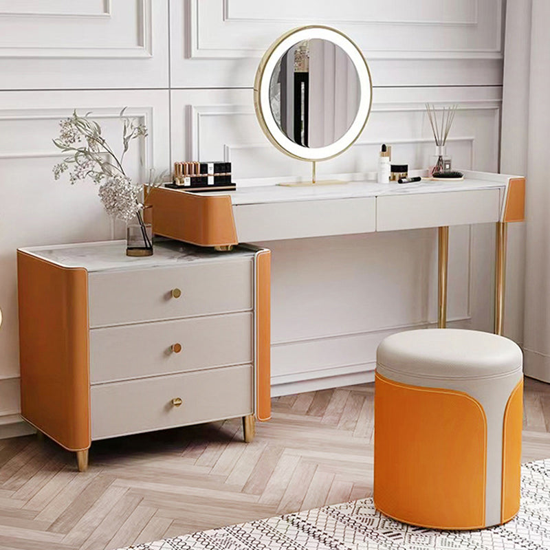 Modern Minimalist Round Cat Scratch Leather Plywood Vanity Stool Backless Armless For Bedroom