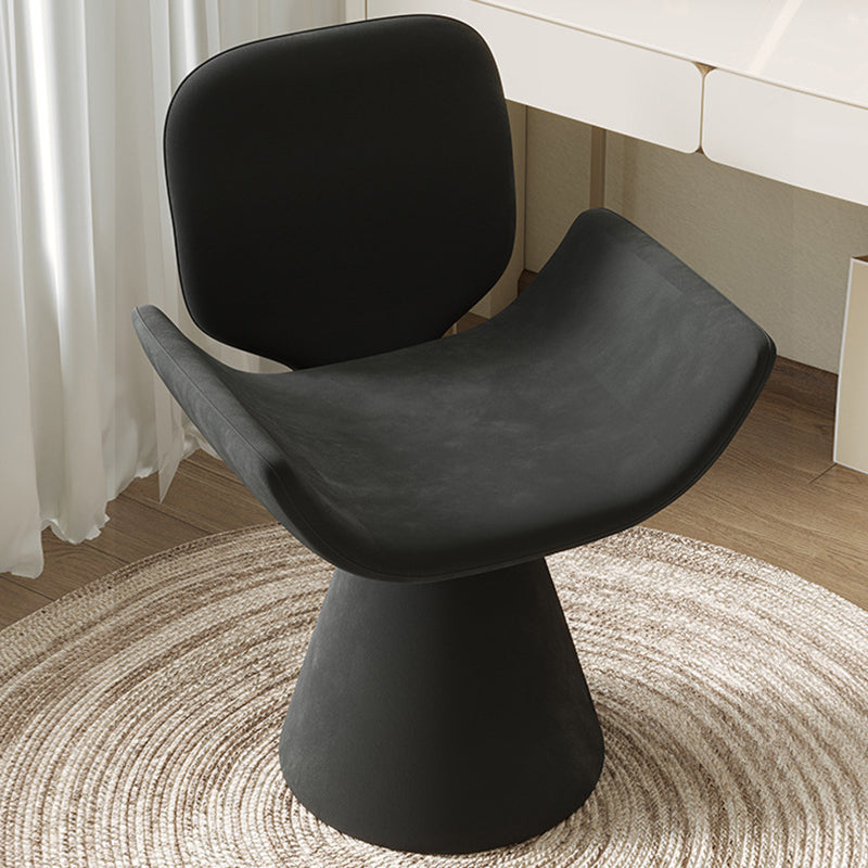 Modern Minimalist Square Rectangular Matte Velvet Solid Wood 360°Swivel Vanity Stool Backrest Armrest For Bedroom