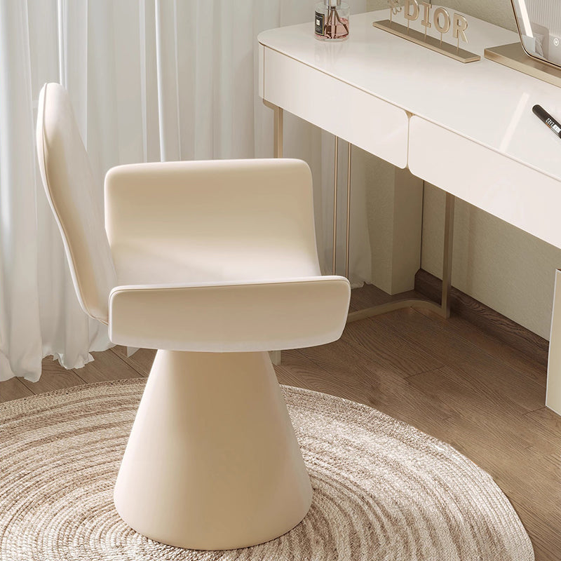 Modern Minimalist Square Rectangular Matte Velvet Solid Wood 360°Swivel Vanity Stool Backrest Armrest For Bedroom