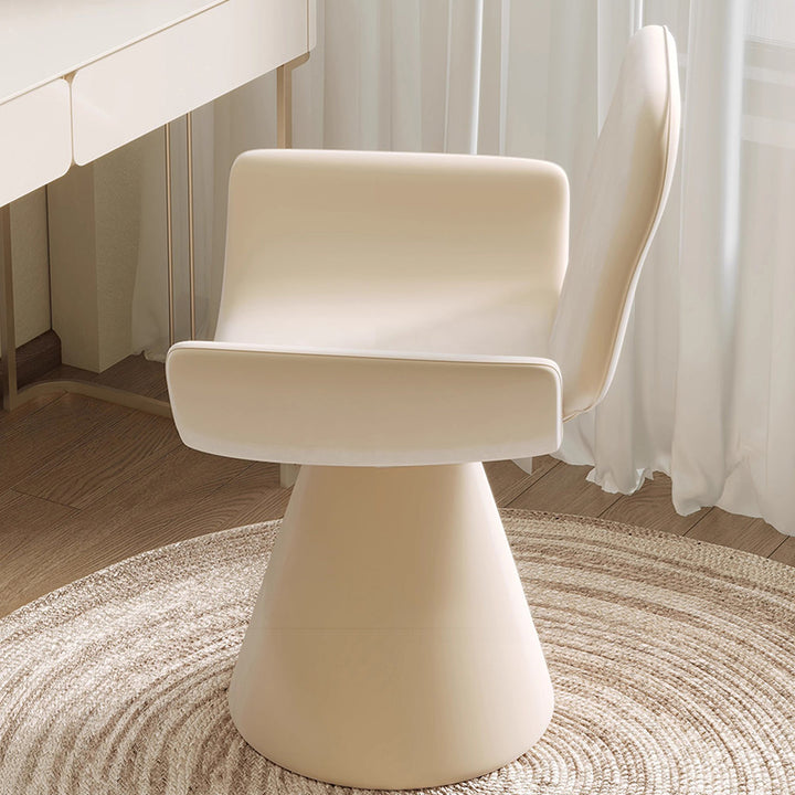 Modern Minimalist Square Rectangular Matte Velvet Solid Wood 360°Swivel Vanity Stool Backrest Armrest For Bedroom