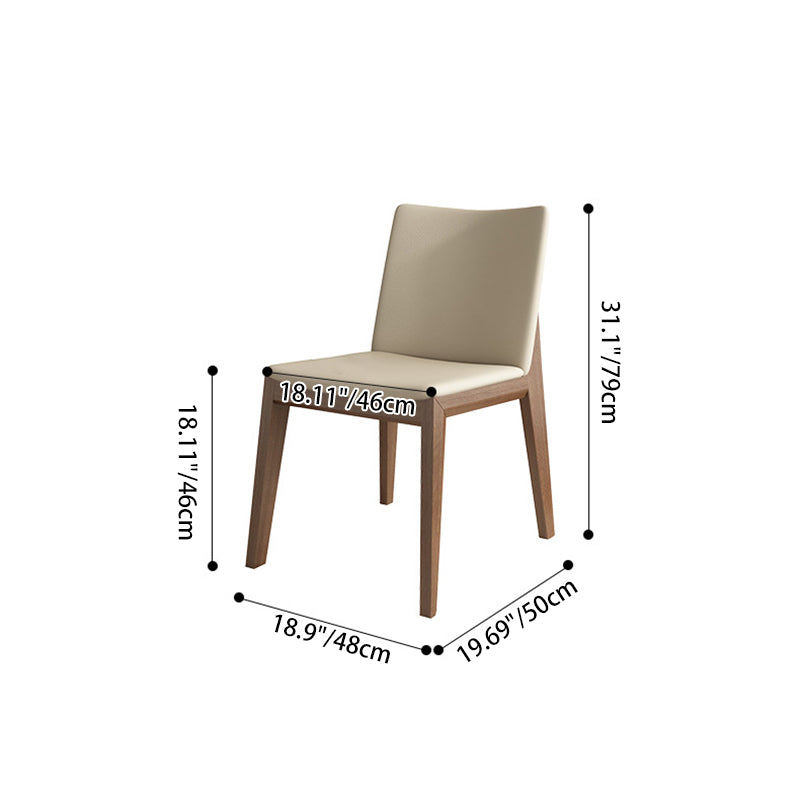 Moderner minimalistischer quadratischer rechteckiger Kunstleder-Eschenholz-Esszimmerstuhl Rückenlehne ohne Armlehnen für Esszimmer &amp; Küche 