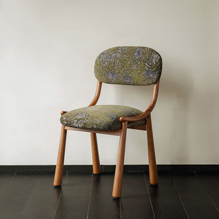 Chaise de salle à manger contemporaine rétro carrée rectangulaire en coton-lin et bois de frêne, sans accoudoirs, avec dossier, pour salle à manger et cuisine 