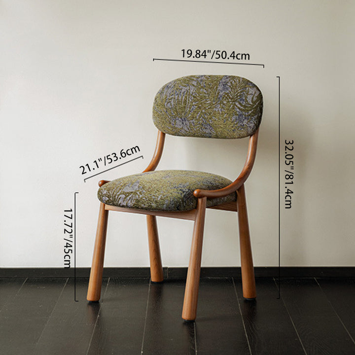 Chaise de salle à manger contemporaine rétro carrée rectangulaire en coton-lin et bois de frêne, sans accoudoirs, avec dossier, pour salle à manger et cuisine 