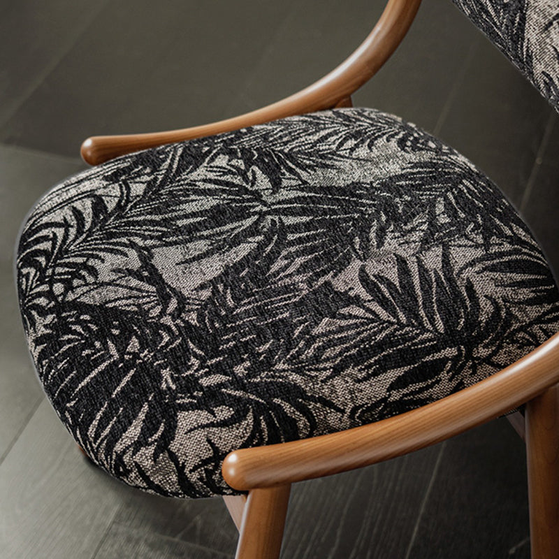 Chaise de salle à manger contemporaine rétro carrée rectangulaire en coton-lin et bois de frêne, sans accoudoirs, avec dossier, pour salle à manger et cuisine 