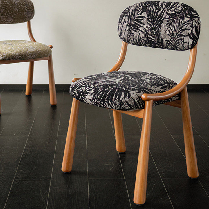 Chaise de salle à manger contemporaine rétro carrée rectangulaire en coton-lin et bois de frêne, sans accoudoirs, avec dossier, pour salle à manger et cuisine 