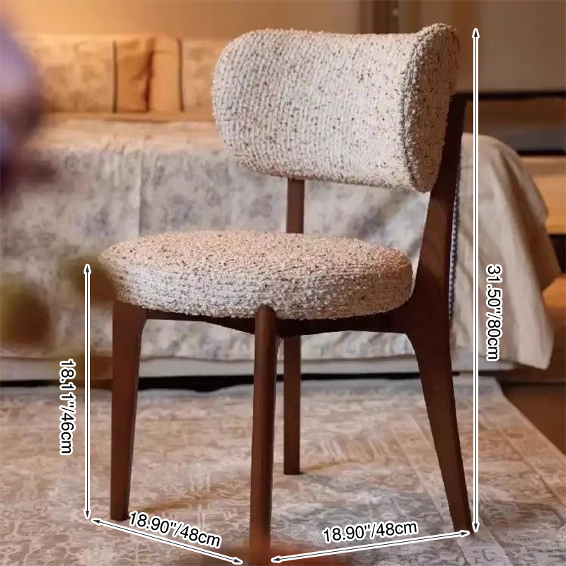 Modern Minimalist Round Cotton-linen Ash Wood Solid Wood Dining Chair Backrest Armless For Dining Room &amp; Kitchen