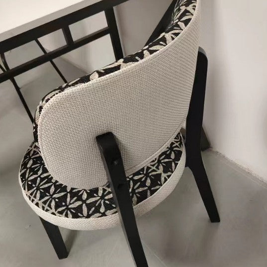 Modern Minimalist Round Cotton-linen Ash Wood Solid Wood Dining Chair Backrest Armless For Dining Room &amp; Kitchen