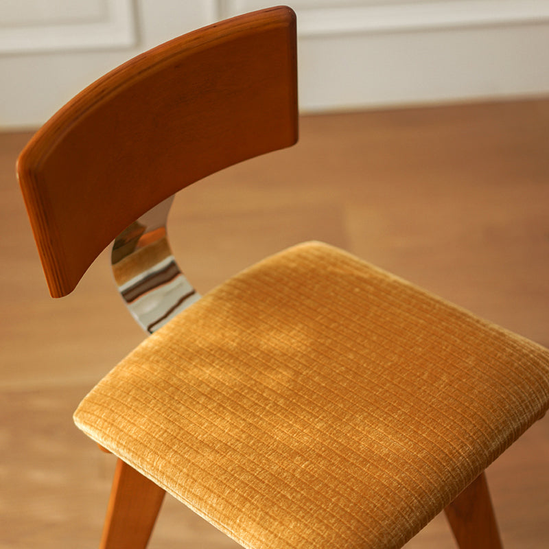 Chaise de salle à manger contemporaine rétro carrée rectangulaire en velours côtelé, bois d’hévéa, bois massif, contreplaqué, fer, sans accoudoirs, avec dossier, pour salle à manger et cuisine 