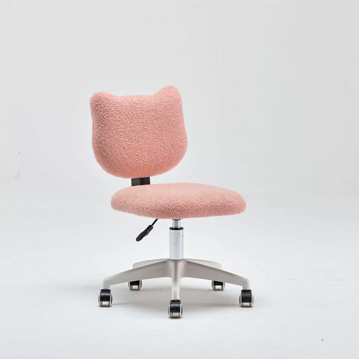 Moderner minimalistischer quadratischer Lammfleece Massivholz Sperrholz Eisen Stahl 360° drehbarer höhenverstellbarer Schreibtischstuhl Rückenlehne ohne Armlehnen für Home Office 