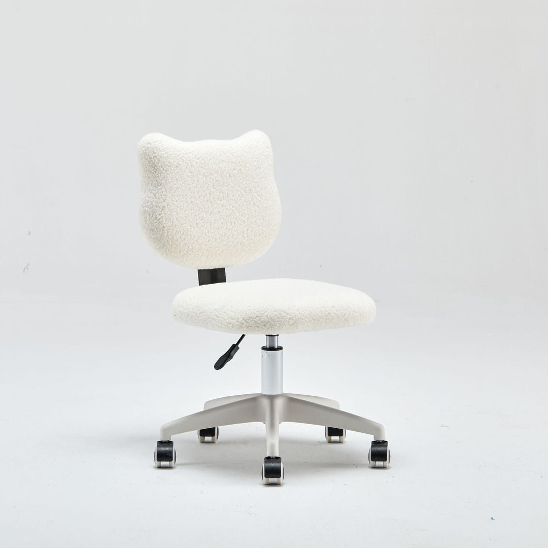 Moderner minimalistischer quadratischer Lammfleece Massivholz Sperrholz Eisen Stahl 360° drehbarer höhenverstellbarer Schreibtischstuhl Rückenlehne ohne Armlehnen für Home Office 