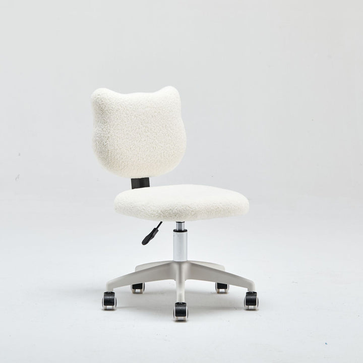 Moderner minimalistischer quadratischer Lammfleece Massivholz Sperrholz Eisen Stahl 360° drehbarer höhenverstellbarer Schreibtischstuhl Rückenlehne ohne Armlehnen für Home Office 