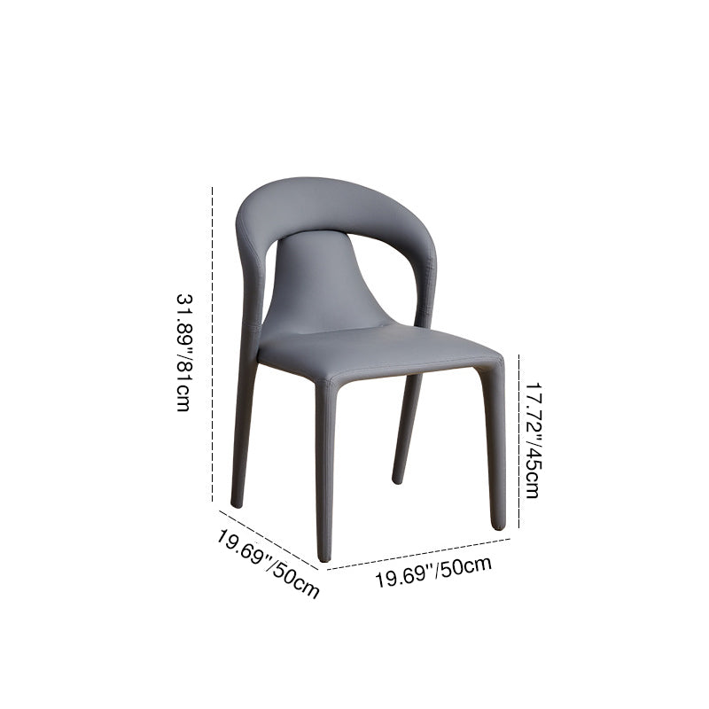 Moderner minimalistischer quadratischer Plastik-Kratzleder-Esszimmerstuhl aus Kohlenstoffstahl, Rückenlehne ohne Armlehnen für Esszimmer &amp; Küche 
