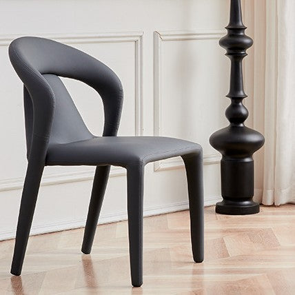 Moderner minimalistischer quadratischer Plastik-Kratzleder-Esszimmerstuhl aus Kohlenstoffstahl, Rückenlehne ohne Armlehnen für Esszimmer &amp; Küche 