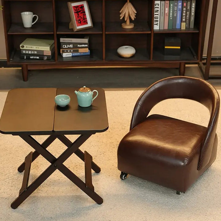 Silla de acento de madera maciza con respaldo, sin brazos, de cuero sintético, cuadrada, retro contemporánea, para sala de estar 