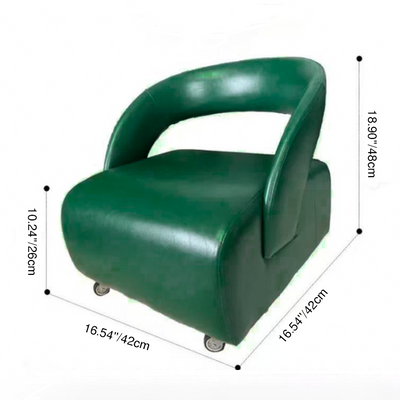 Contemporary Retro Square Oil Wax Leather Solid Wood Plywood Accent Chair Backrest Armless For Living Room