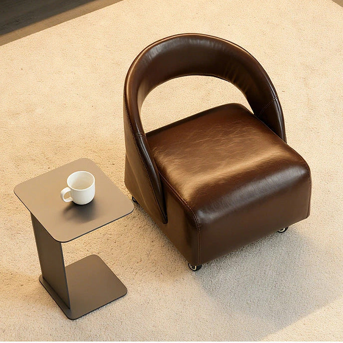 Silla de acento de madera maciza con respaldo, sin brazos, de cuero sintético, cuadrada, retro contemporánea, para sala de estar 